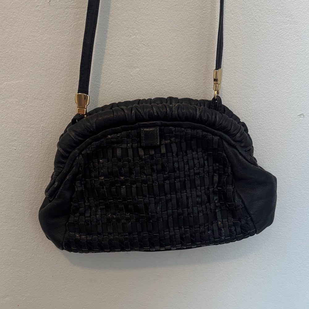 Chic Black Woven Crossbody Bag
